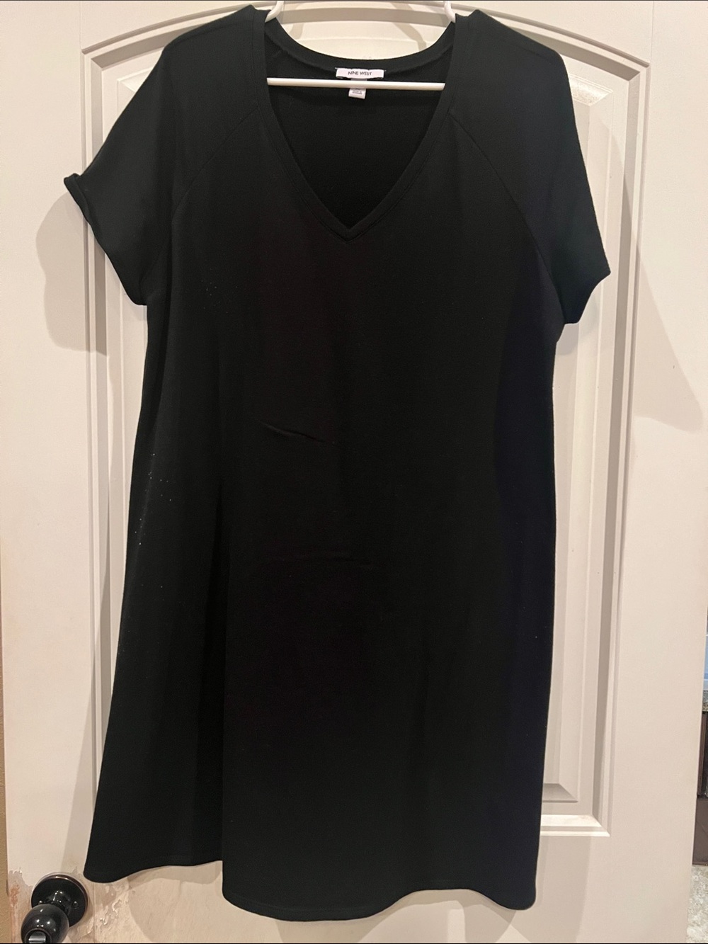Black V-Neck Short Sleeve Women's Top